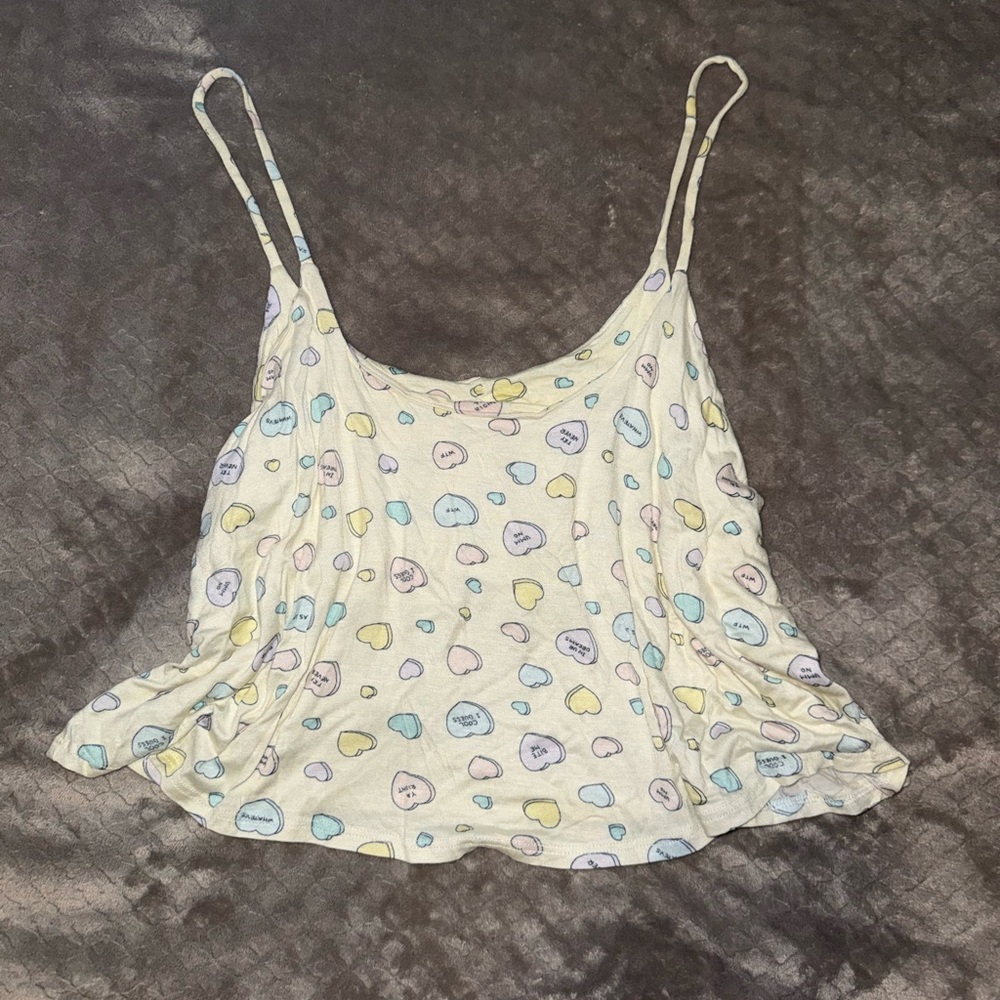 NOLLIE Heart Print Spaghetti Strap Tank Top